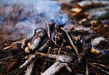 Küçük dallar ve dumanla yangın başlatın. Açık hava içeriği