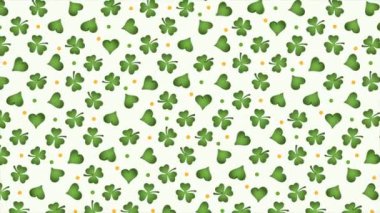 St. Patricks Day background pattern with shamrocks and hearts on a seamless loop