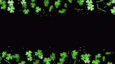 St. Patricks Day frame with shamrocks on a transparent alpha channel background on a seamless loop