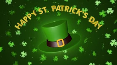 Aziz Patrick Günü animasyonunuz kutlu olsun. Şapka ve yoncalarla 4K
