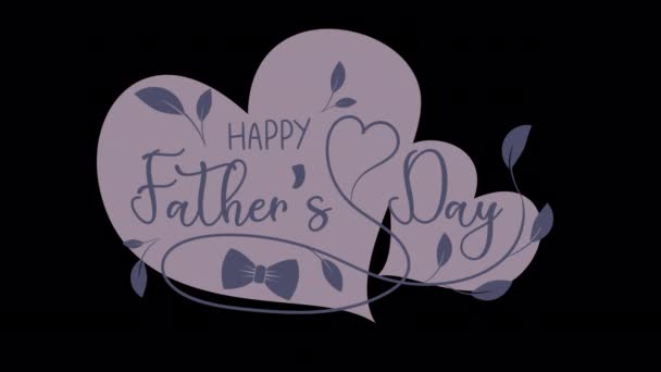 Happy Fathers Day Sovrapposizione Con Cuori Papillon Uno Sfondo Trasparente — Video Stock