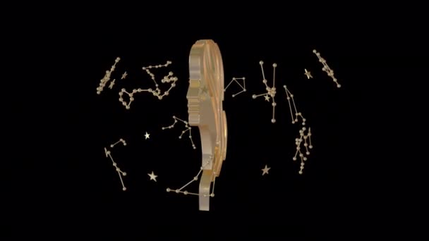 Segno Zodiacale Vergine Animazione Uno Sfondo Trasparente Canale Alfa Loop — Video Stock