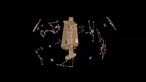 Zodiac Işareti Terazi Animasyon Şeffaf Alfa Kanal Arkaplanı Üzerinde Pürüzsüz — Stok video