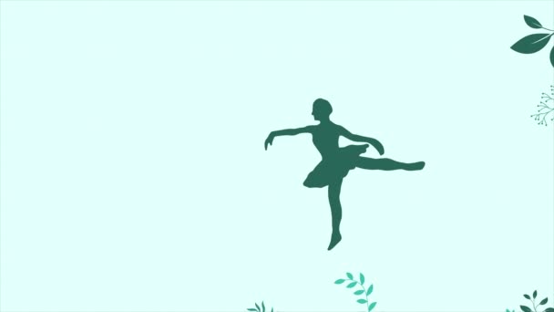 Ballerina Fiori Animazione Sullo Sfondo Chiaro Con Spazio Testo — Video Stock