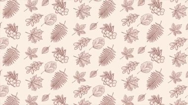 Güz yaprakları, pürüzsüz bir döngünün el çizimi arka planı