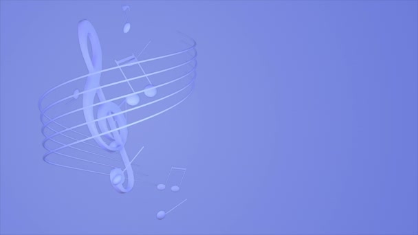 Abstrato Fundo Cor Com Fenda Agudos Rotativos Notas Musicais Loop — Vídeo de Stock