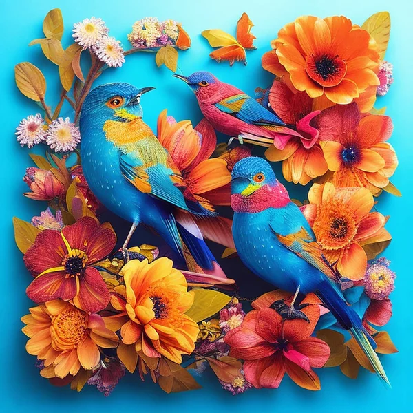 Mavi Kuyruklu Arı Yiyici Renkli Kuş — Stok Vektör