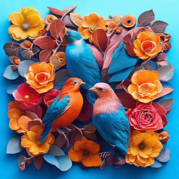 Mavi kuyruklu arı yiyici ve renkli kuş.