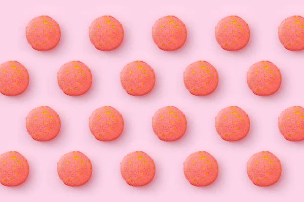 传统的法国饼干金银花 粉色背景 有复制空间 甜甜的饼干 免版税图库图片