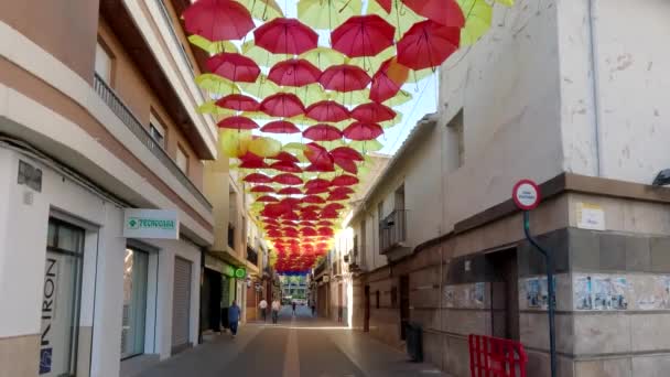 Torrent Valencia Spanya 2023 Torrent Sokaklarında Şemsiyeler — Stok video