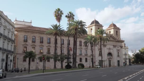 西班牙瓦伦西亚 2023年瓦伦西亚的文官政府广场和圣玛丽亚 德尔圣殿教堂 — 图库视频影像