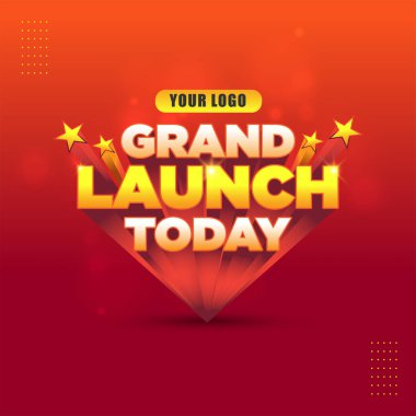 Grand Launch Today Logo Design Unit, Label vector. Opening, Announcement, Advertising Concept clipart