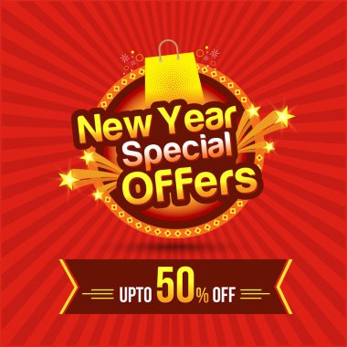 Yeni Yıl Özel Logo Birimi sunuyor. Kırmızı Soyut Özgeçmiş. Satış, perakende, alışveriş, reklam, tanıtım.