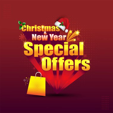 Christmas and New year Special Offers Logo label Unit Vector. Advertising Offers Design Template Layered clipart