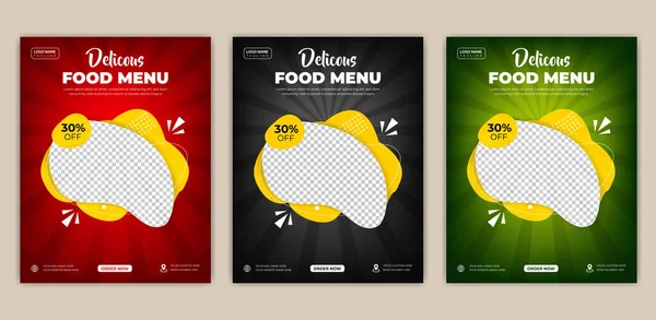 Fast Food Flyer Σχεδιασμός Πρότυπο Μαγείρεμα Καφέ Και Εστιατόριο Μενού — Διανυσματικό Αρχείο