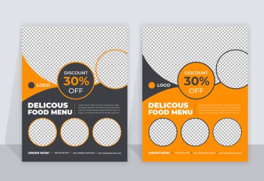 Fast Food Flyer tasarım şablonu aşçılık, kafe ve restoran menüsü, yemek siparişi, abur cubur. Pankart, poster, broşür, kapak, menü, broşür için vektör illüstrasyonu