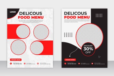 Fast Food Flyer tasarım şablonu aşçılık, kafe ve restoran menüsü, yemek siparişi, abur cubur. Pankart, poster, broşür, kapak, menü, broşür için vektör illüstrasyonu