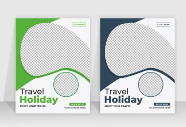 Seyahat posteri ya da broşür tasarımı. Seyahat acentesinin seyahat çizelgesi