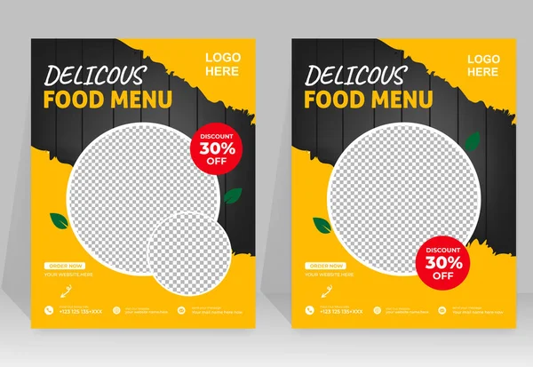 Fast Food Flyer Design Szablon Gotowania Kawiarnia Menu Restauracji Zamawianie — Wektor stockowy