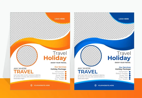 stock vector Travel poster or flyer template brochure design. Travel flyer template for travel agency