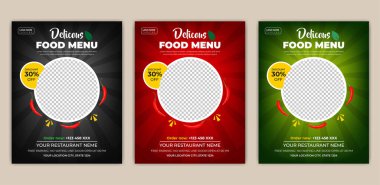 Fast Food Flyer tasarım şablonu aşçılık, kafe ve restoran menüsü, yemek siparişi, abur cubur. Pankart, poster, broşür, kapak, menü, broşür için vektör illüstrasyonu