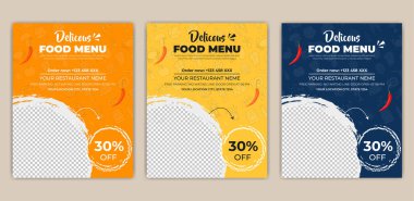 Fast Food Flyer tasarım şablonu aşçılık, kafe ve restoran menüsü, yemek siparişi, abur cubur. Pankart, poster, broşür, kapak, menü, broşür için vektör illüstrasyonu