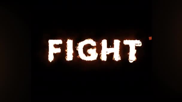 Fight Lettering Animation Fire Text Effect Fight Text Torch Fire — Stock Video
