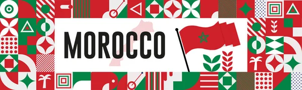 Morocco Mapa Punhos Levantados Dia Nacional Projeto Dia Independência Para — Vetor de Stock