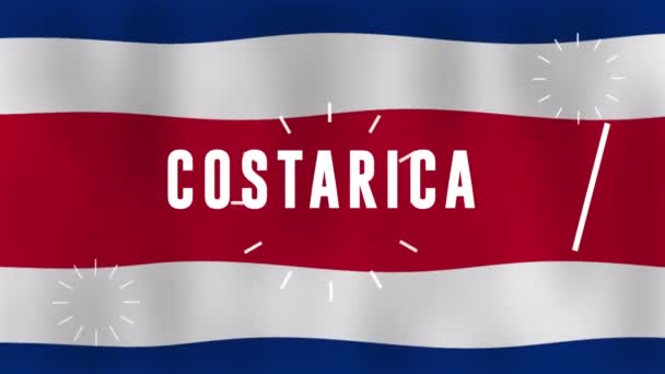 Bandiera Costarica Sventolando Con Animazione Testo Giorno Indipendente — Video Stock