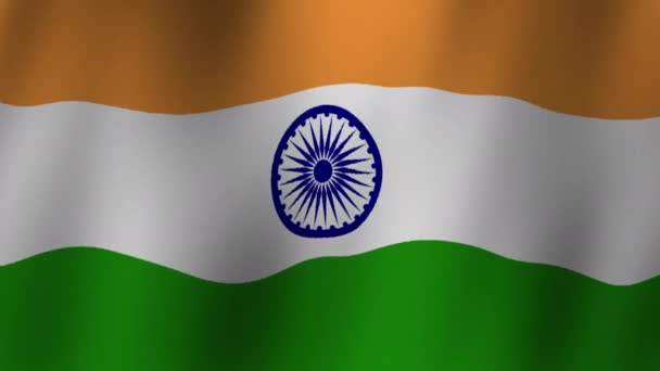 День Незалежності Індії Написання Текстової Анімації Хвилястим Фоном Прапора Феєрверком — стокове відео