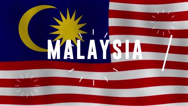 Bandera Malasia Ondea Viento Muy Detallado Looped — Vídeo de stock