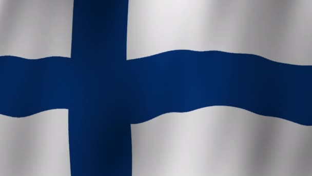 Bandera Finland Bandera Ondulante Con Textura Tela Altamente Detallada Animación — Vídeo de stock