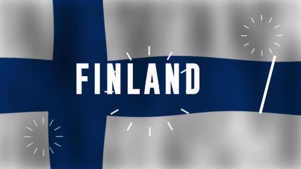 핀란드의 상세한 패브릭 텍스처 원활한 가능한 비디오 애니메이션과 깃발을 웨이브 — 비디오