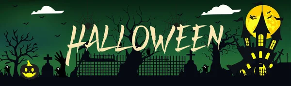 Stadtpanorama Halloween Stil Halloween Nacht Für Happy Halloween Vector Illustration — Stockvektor