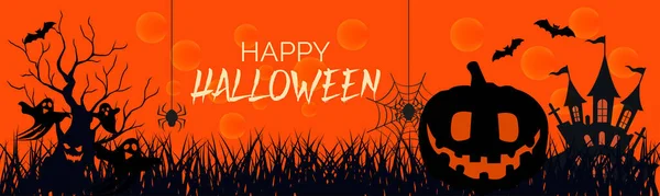 Glad Halloween Banner Eller Abustrakt Bakgrund Med Moln Fladdermöss Och — Stock vektor