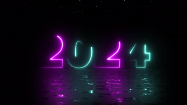 2024 Щасливий Новий Рік 2024 Анімаційний Текст Новий Рік — стокове відео