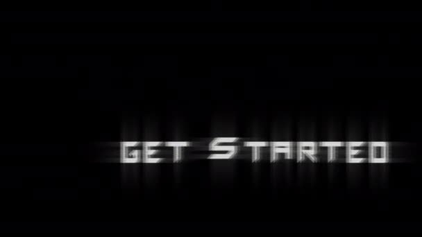 Get Started Animated Text Glitch Effect Noise Distortion Style Message — Stock Video