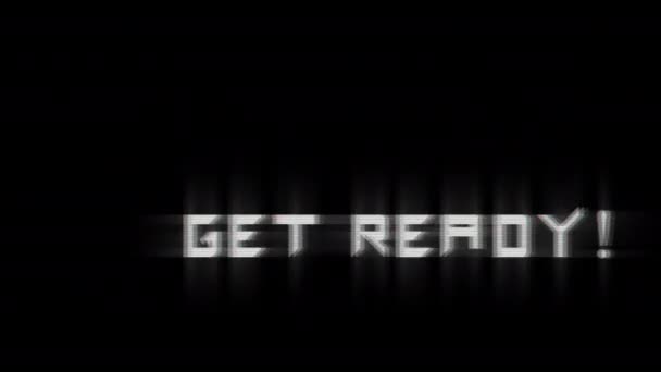 Get Ready Animated Text Glitch Effect Noise Distortion Style Message — Stock Video