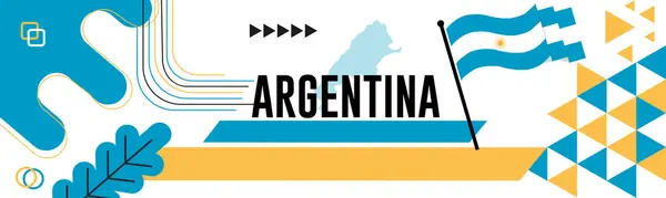 Argentina Banner Día Nacional Con Mapa Bandera Colores Tema Fondo — Vector de stock