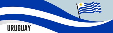 URUGUAY Mutlu Ulusal Gün Kutlama Sancak Vektör İllüstrasyonu