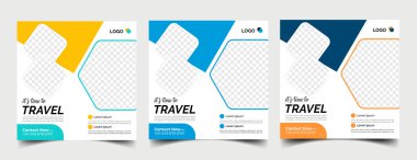 Düzenlenebilir seyahat indirimi sosyal medya gönderim şablonu Instagram şablonu. Seyahat promosyonu için web reklamları.