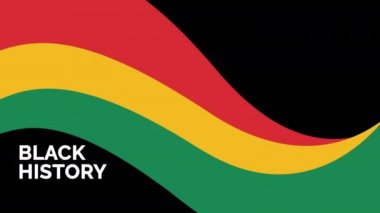 Siyah Tarih Ayı Sancak Tasarımı Animasyon. Siyah Tarih Ayı metni turuncu, kırmızı ve yeşil dalga animasyonu.