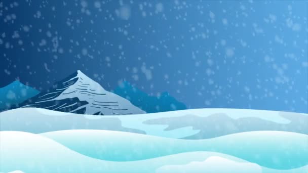 Schnee Fällt Auf Niedliches Dorf Wald Winter Schnee Bedeckt Animiert — Stockvideo