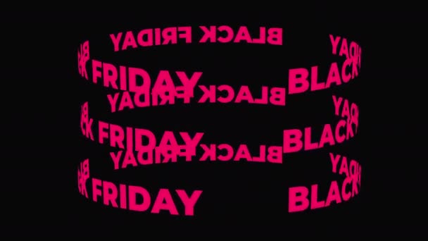Black Friday Svart Och Black Brackground Sömlös Loop Dynamisk Typografi — Stockvideo