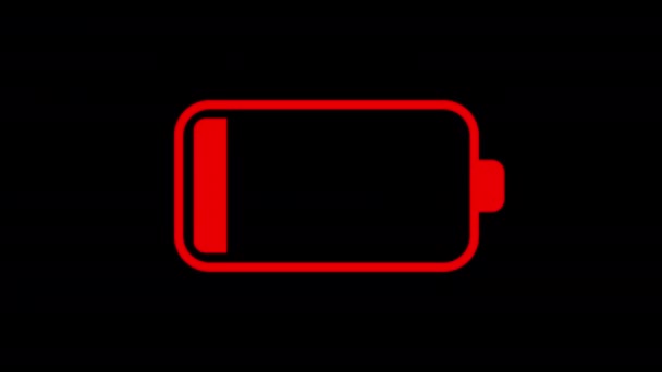 デジタル低バッテリー充電ステータスインジケータアニメーション 充電器 赤から緑までのフルバッテリー — ストック動画