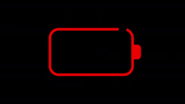 Dijital Düşük Batarya Şarj Durumu Göstergesi Animasyonu Şarj Aleti Kırmızı — Stok video