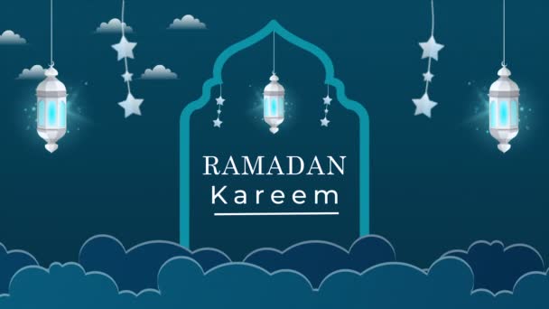 Ramadan Mubarak Animação Dando Boas Vindas Mês Ramadã Texto Ouro — Vídeo de Stock