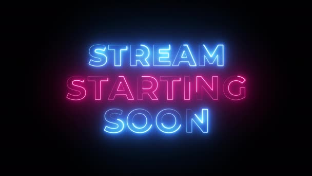 Stream Starting Soon Neon Text Animation Suitable Video Live Streaming — Stock Video