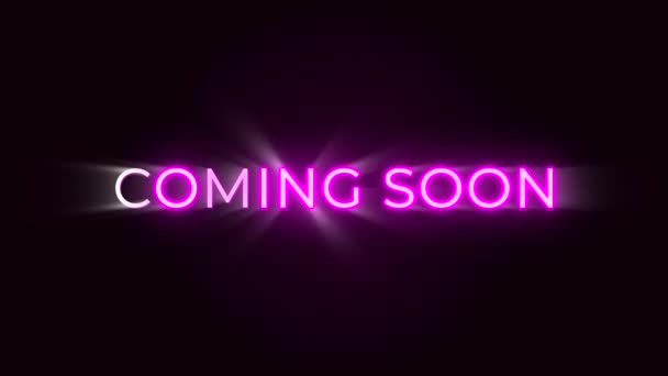 Pink Glow Coming Soon Sign Flicker Black Background Video — Stock Video