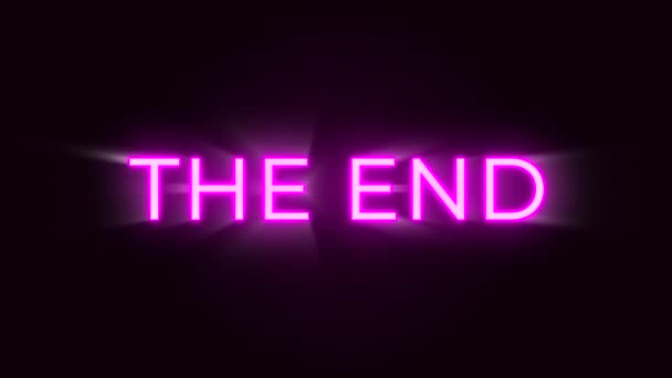 Pink Glow End Sign Flicker Black Fone Video — стоковое видео